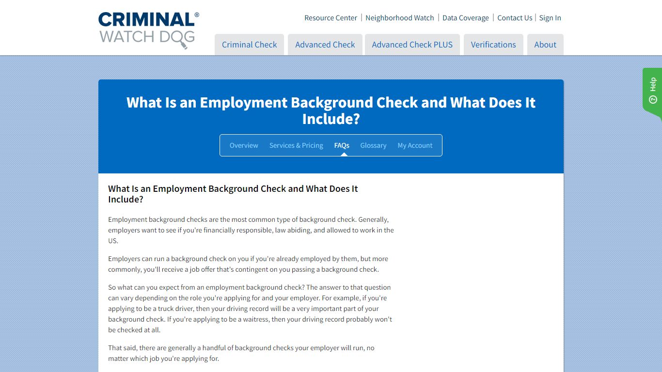 What is an Employment Background Check? | CriminalWatchDog